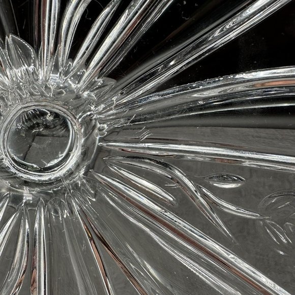 Vintage Crystal Bowl Candy Dish Footed Square Pedestal 24% Lead Czech Floral - Picture 10 of 12